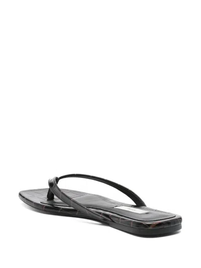 Totême Toteme Croc-embossed Leather Sandal In Black