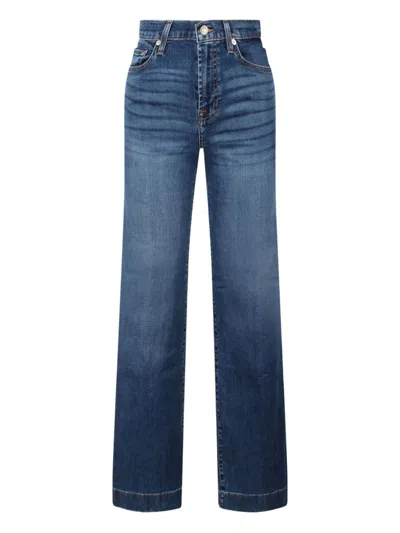 Seven Whiskering-effect Five-pockets Jeans In Blue