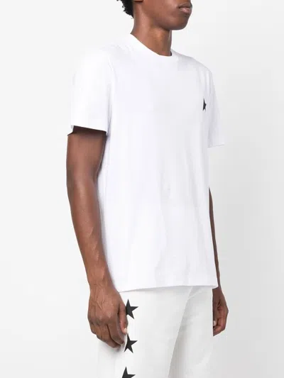 Golden Goose White T-shirt With Round Neck And One Star Logo Print On The Front In Cotton Man
