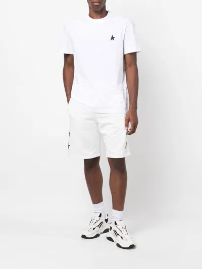 Golden Goose White T-shirt With Round Neck And One Star Logo Print On The Front In Cotton Man