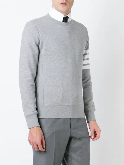 Thom Browne Classic Sweatshirt In Classic Loopback With Engineered 4 Bar In Gray