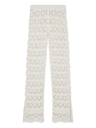 Alanui Lagoon Romance Crochet Flared Pants In Neutral