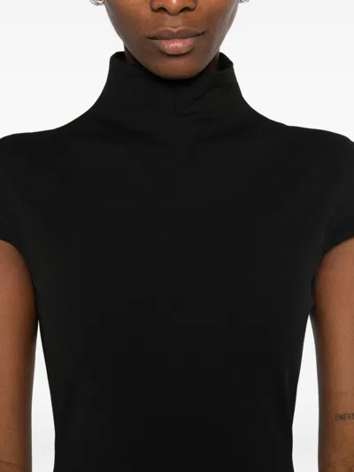 Solace London Maxi Dress High Neck Cap Sleeves Fitted In Black