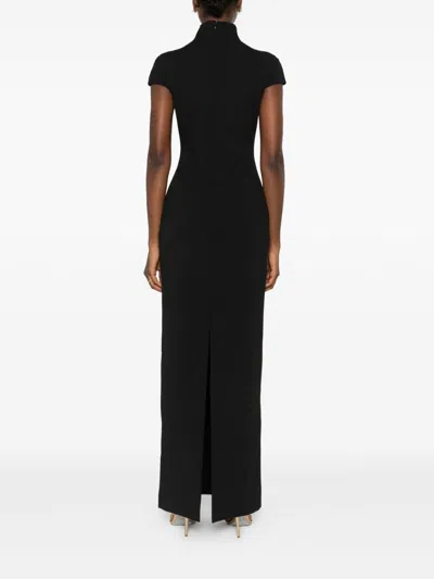 Solace London Maxi Dress High Neck Cap Sleeves Fitted In Black