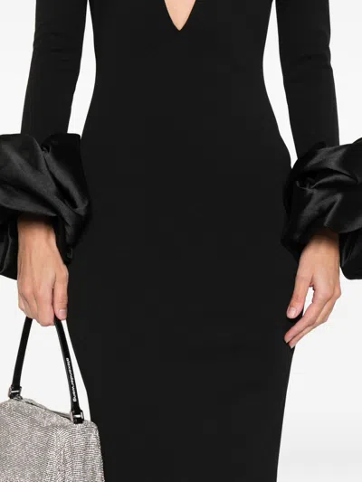 Solace London Valerie Maxi Dress Deep V Neckline In Black