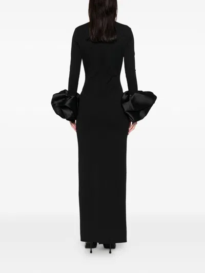 Solace London Valerie Maxi Dress Deep V Neckline In Black