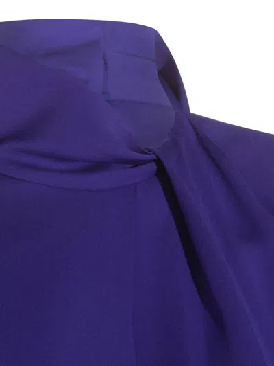 Tom Ford Long Sleeved Satin Blouse In Blue