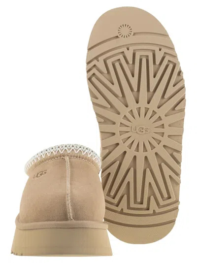 Ugg Sand Brown Suede Leather Tazz Ii Slippers In Nude