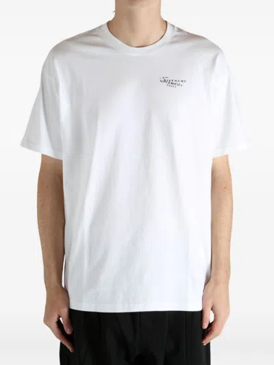 Givenchy Men White Crew Neck T-shirt With Logo On Front And Back In Cotton Man In White