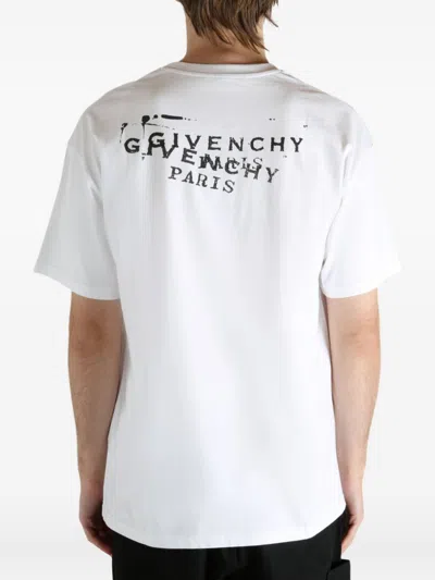 Givenchy Men White Crew Neck T-shirt With Logo On Front And Back In Cotton Man In White