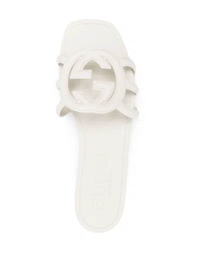 Gucci Slide Sandal With Interlocking Cut-out In White