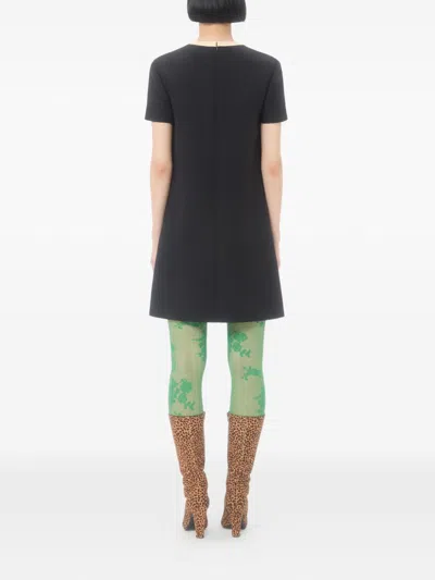 Valentino Silk And Wool Blend Short Sleeve Dress In Black