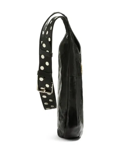 Valentino Garavani  Garavani Hoboho Small Hobo Bag In Chevron-patterned Nappa Leather Woman In Black