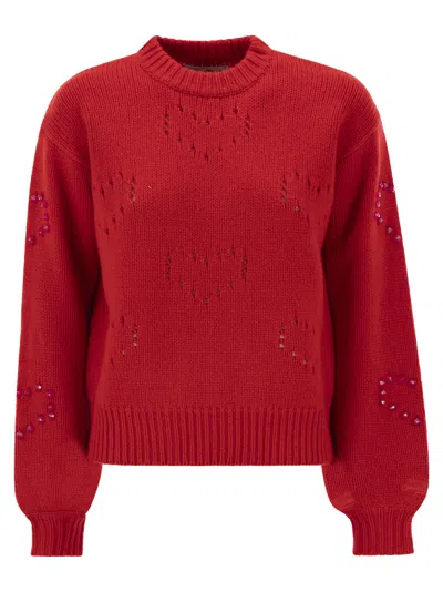 Mc2 Saint Barth Danya Sweater With Heart Pattern In Red