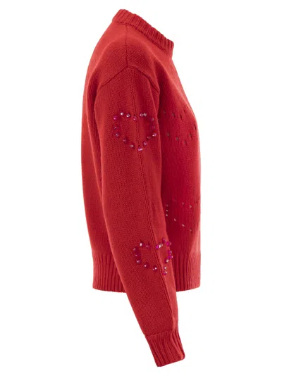 Mc2 Saint Barth Danya Sweater With Heart Pattern In Red