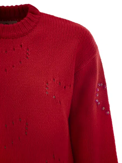 Mc2 Saint Barth Danya Sweater With Heart Pattern In Red