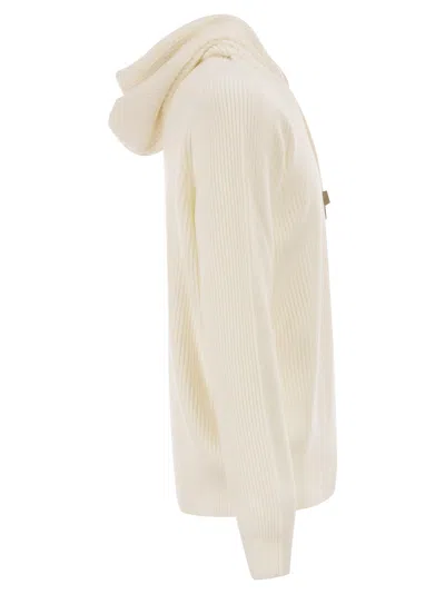 Tagliatore Hunter Ribbed Jumper With Hood In Neutral