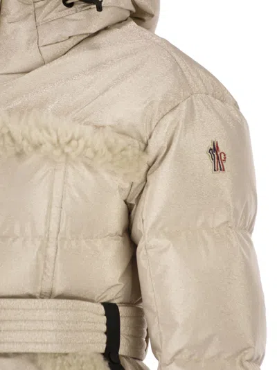 Moncler Grenoble Mondim Metallic Ski Jacket With Shearling Hood In Neutral