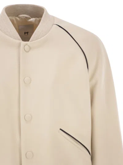 Pt Torino Wool And Cashmere Drap Jacket In White