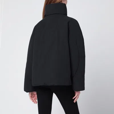 Herno Oversized Metallic Crinkle Jacket With High Collar In Black