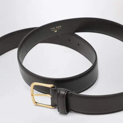 The Row Brown Leather Belt With Buckle In Brown