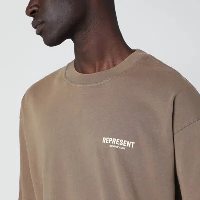 Represent Brown T-shirt With Logo On The Front And Maxi Logo On The Back In Cotton Man In Neutral