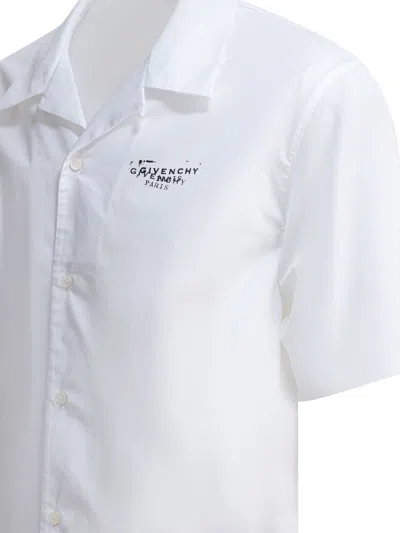 Givenchy Convertible-collar Logo-print Cotton-poplin Shirt In White