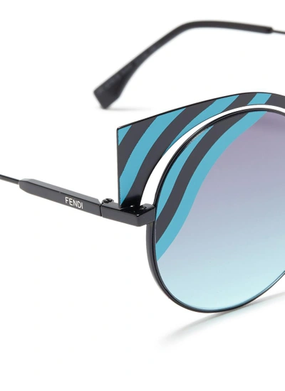 Shop Fendi 'hypnoshine' Stripe Metal Cat Eye Sunglasses
