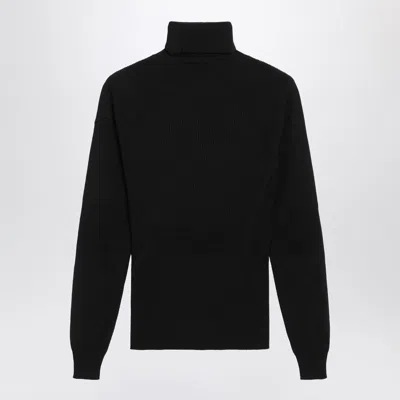 Moncler Wool Blend Turtleneck Long Sleeve Top In Black