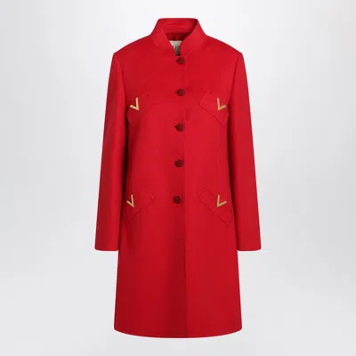 Valentino Wool And Cashmere Coat In Red
