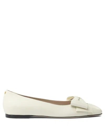 Valentino Leather Ballerinas Featuring Bow Detail In White