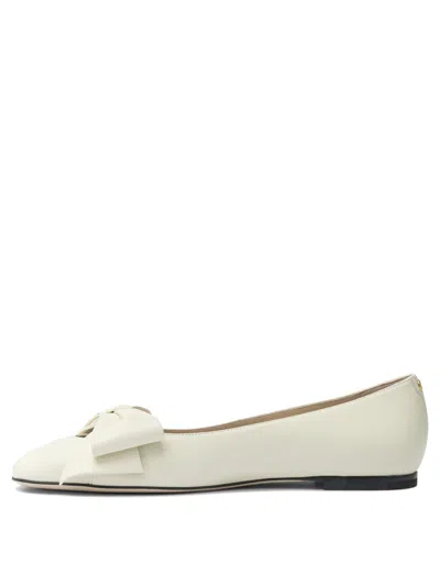 Valentino Leather Ballerinas Featuring Bow Detail In White