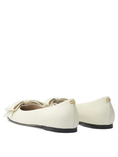 Valentino Leather Ballerinas Featuring Bow Detail In White