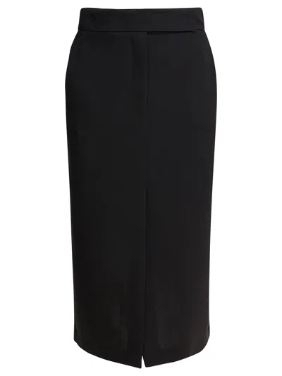 Semper Midi Skirt With Double Slit In Black