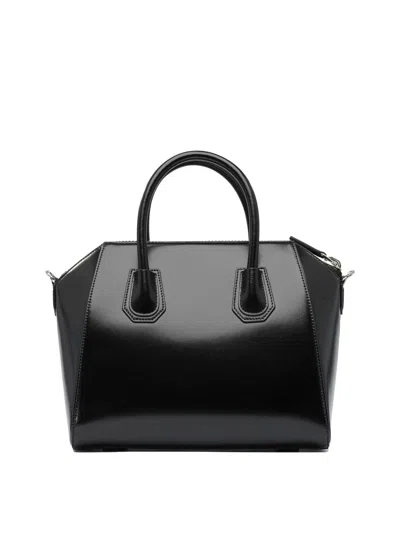 Givenchy Antigonia Black Calf Leather Cotton Acrylic Handbag In Black