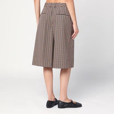 Jil Sander Brown Check Wool Bermuda Shorts In Brown