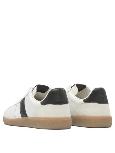 Tom Ford Low-top Calf Leather Sneakers With Contrasting Black Details In White
