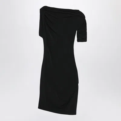 Jacquemus La Mini Robe Drapeado Jersey Dress In Black