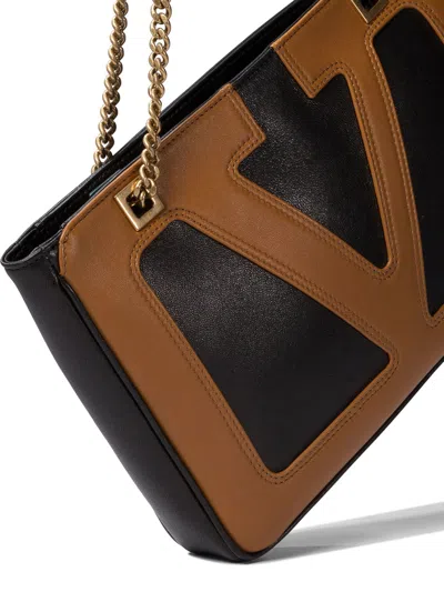 Valentino Garavani Black Nappa Leather Small Viva Superstar Shoulder Bag In Multi