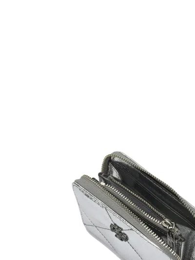Tory Burch Metallic Quilted Wallets And Card Holders In Gray