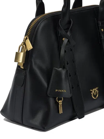 Pinko Structured Handbag With Rounded Top Handle In Black