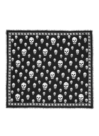 Shop Alexander Mcqueen Classic Skull Modal-silk Scarf