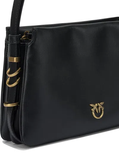 Pinko Triplet Mini Leather Crossbody Bag In Black