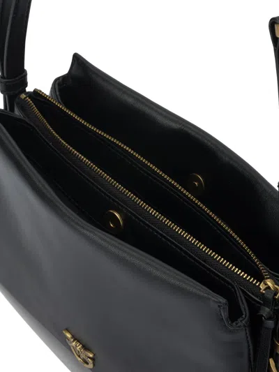 Pinko Triplet Mini Leather Crossbody Bag In Black
