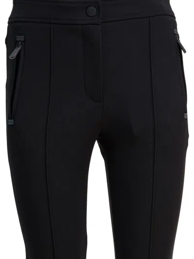 Moncler Slim Fit Stretch Fabric Trousers With Belt Loops And Side Pockets In Black