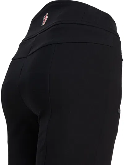 Moncler Slim Fit Stretch Fabric Trousers With Belt Loops And Side Pockets In Black