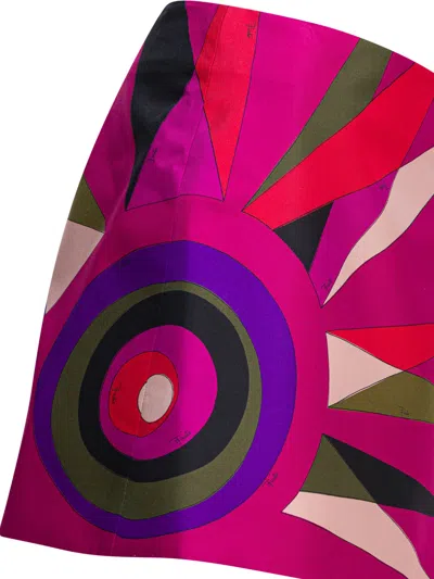 Pucci Wrap-effect Printed Silk-twill Mini Skirt In Pink
