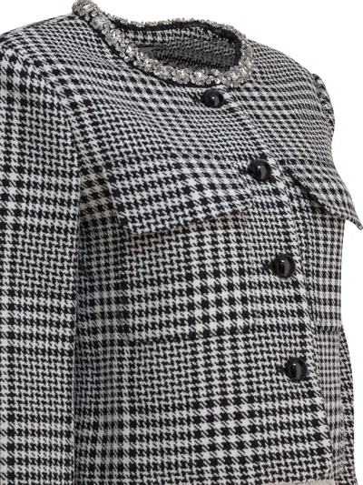 Self-portrait Self Portrait Houndstooth Blazer In Black