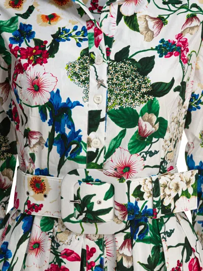Samantha Sung White Cotton Dress In Multi
