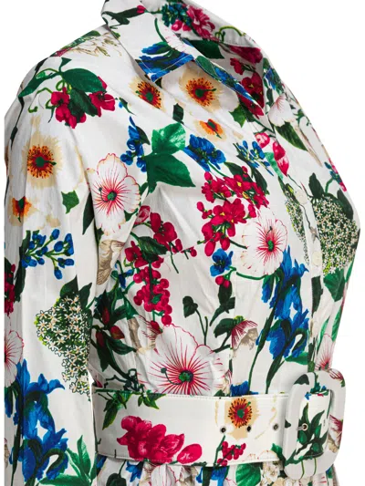 Samantha Sung White Cotton Dress In Multi